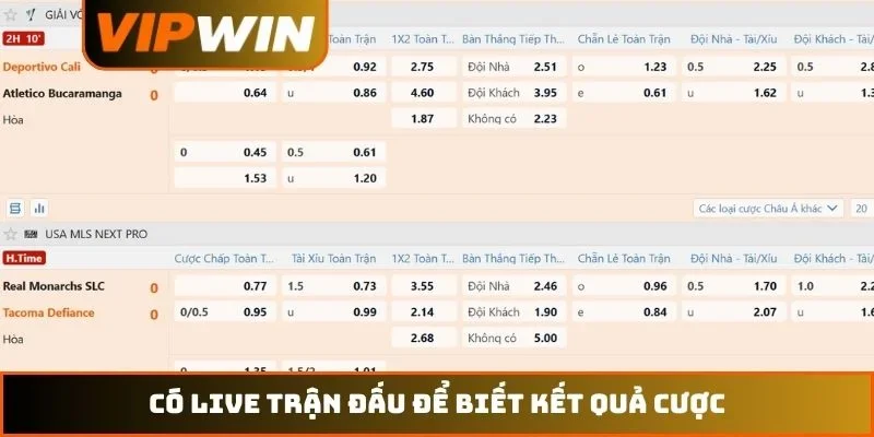 Thể thao VIPWIN 4 Có live trận đấu để biết kết quả cược