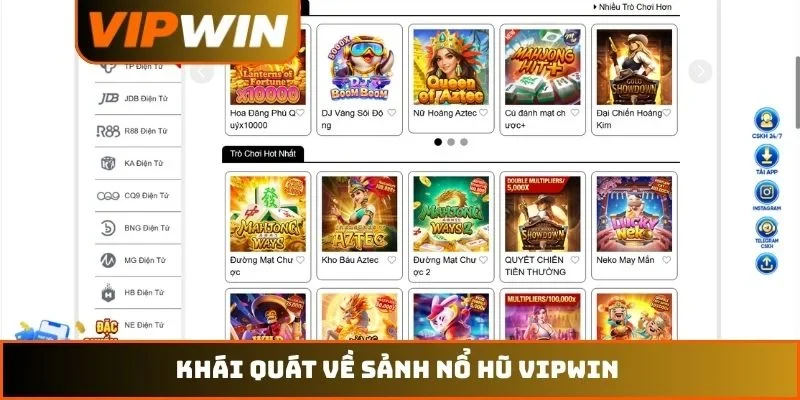 Nổ Hũ VIPWIN 1 Khái quát về sảnh nổ hũ VIPWIN