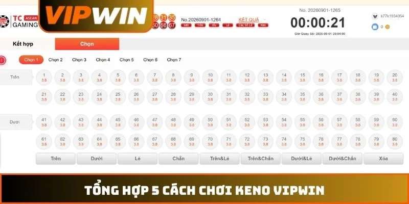 Keno VIPWIN 2026 - Cẩm Nang Chinh Phục Tỷ Lệ Thắng Đến 98.5% 2 Tổng hợp 5 cách chơi Keno VIPWIN